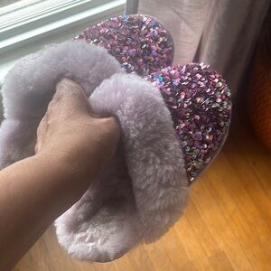 UGG Pink Sequin and Fur Slippers